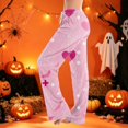 thumbnail image 6 of Domzest Halloween Pajama Pants Women Halloween Graphic Wide Leg Pj Bottoms Drawstring Elastic Waisted Funny Sleepwear Pink XXL, 6 of 6