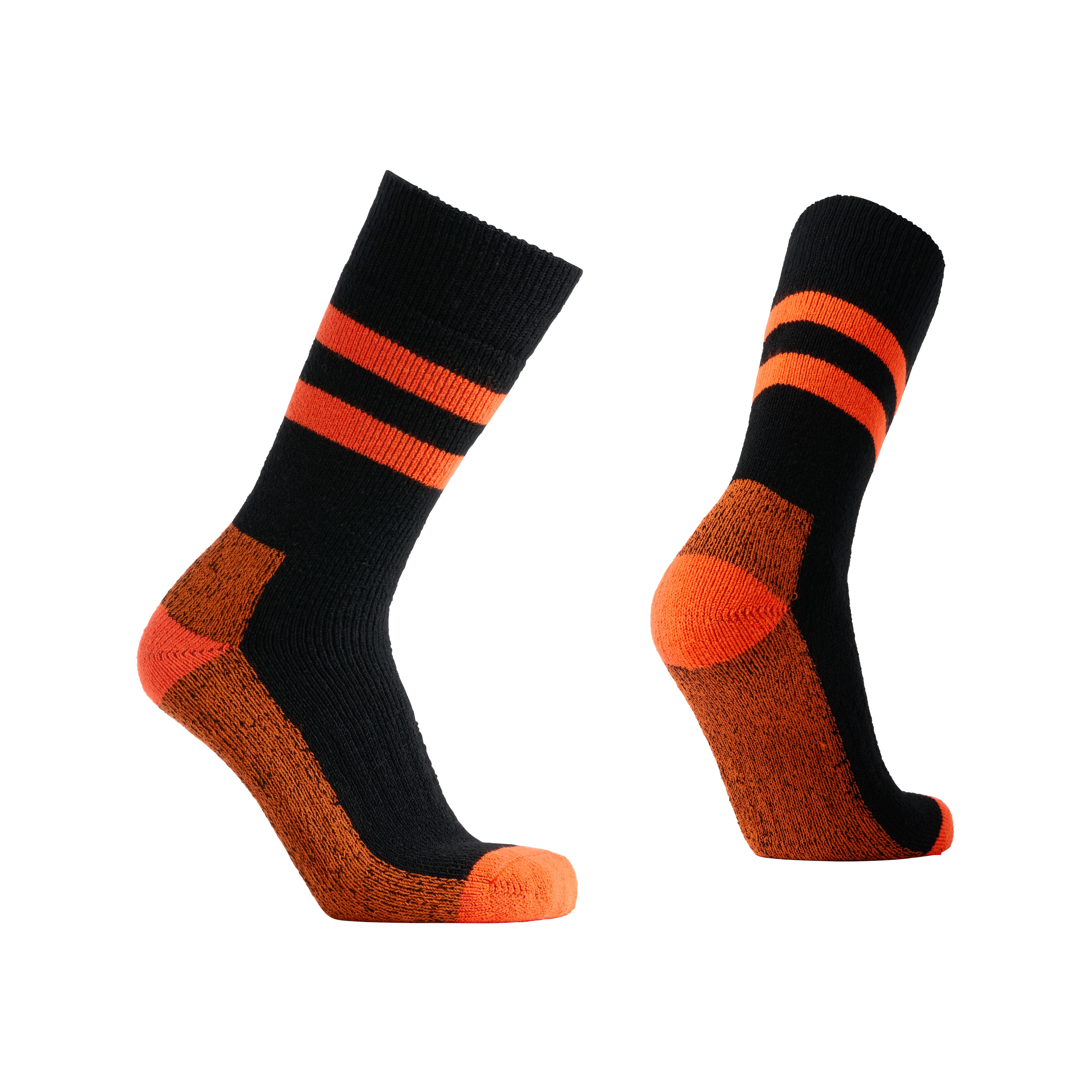 Polar Heat Nanuuq Wool Crew Socks, Cushioned Socks for Men, Black Blaze, 3 Pairs