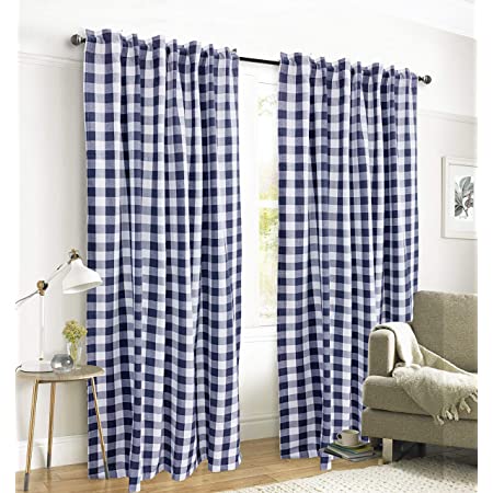 ACHIM Home Furnishings Tendina A Pannello Buffalo Check - Quadri Nero/Bianco, 60% Poliestere 40% Cotone, Dimensioni 106 X 160 Cm (42 X 63 Pollici)