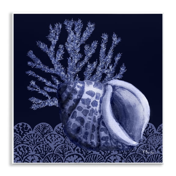 Stupell Industries Shadow Shell Patterned Nautical & Beach Painting Unframed Art Print Wall Art, 12 x 12