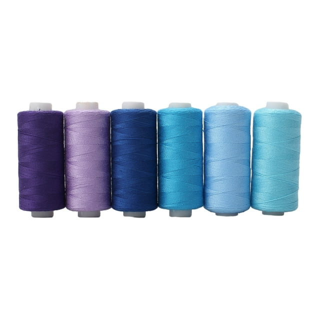 Transemion 1/2/3 Premium Polyester Thread Spools - Kit For Home Sewing Polyester Is Blue 6 color line 1 Pc