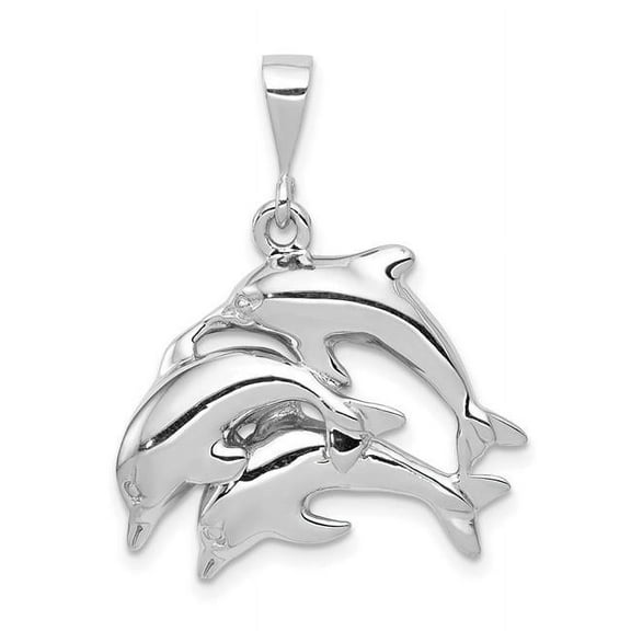 14K White Gold Dolphin Charm