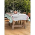 thumbnail image 3 of Outdoor Tablecloth with Umbrella Hole for Patio/Picnic/Party/Camping, Spring Tulip Waterproof Table Cloth Rectangle Table Cover Washable, Botanical Flowers Wooden Plank Green Check (60"x 102"), 3 of 8