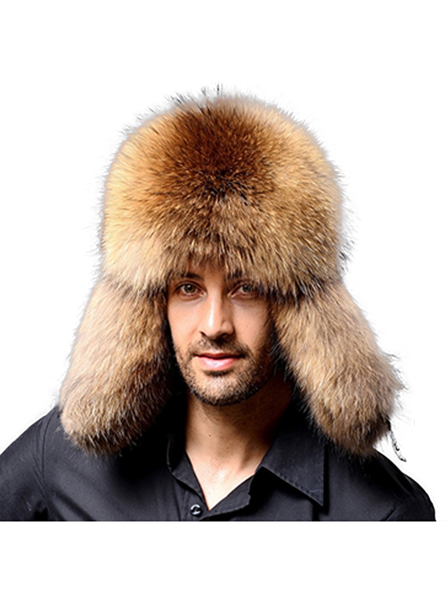 KAMAOS Mens Faux Fur Earflap Trapper Russian Hat Winter Warmer Ushanka Trapper Bomber Snow Ski