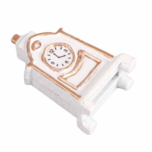 Reloj de casa de muñecas, 1:12, mesa blanca para casa de muñecas, reloj de mesa para casa de muñecas, reloj de casa de muñecas de alta capacidad