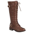 thumbnail image 4 of Forever Link Mango-27 Bottes à Talons Empilés à Lacets pour Femmes, Marron, 8, 4 of 4