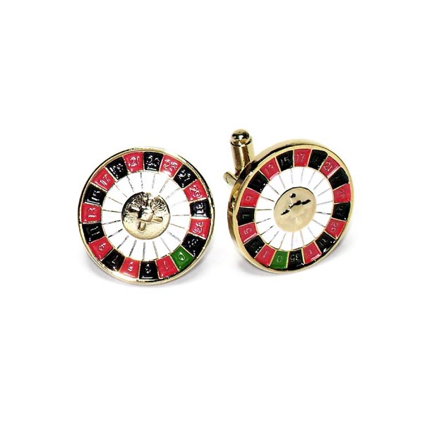 GoldTone Men's Cuff Links ROULETTE WHEEL Shaped Cufflinks