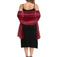 thumbnail image 4 of MESSUEN Sheer Shawl Silk Shawl for Dress Womens Ponchos Women's Fashion Scarves Womens Shawl Women's Winter Scarf Wine L, 4 of 5