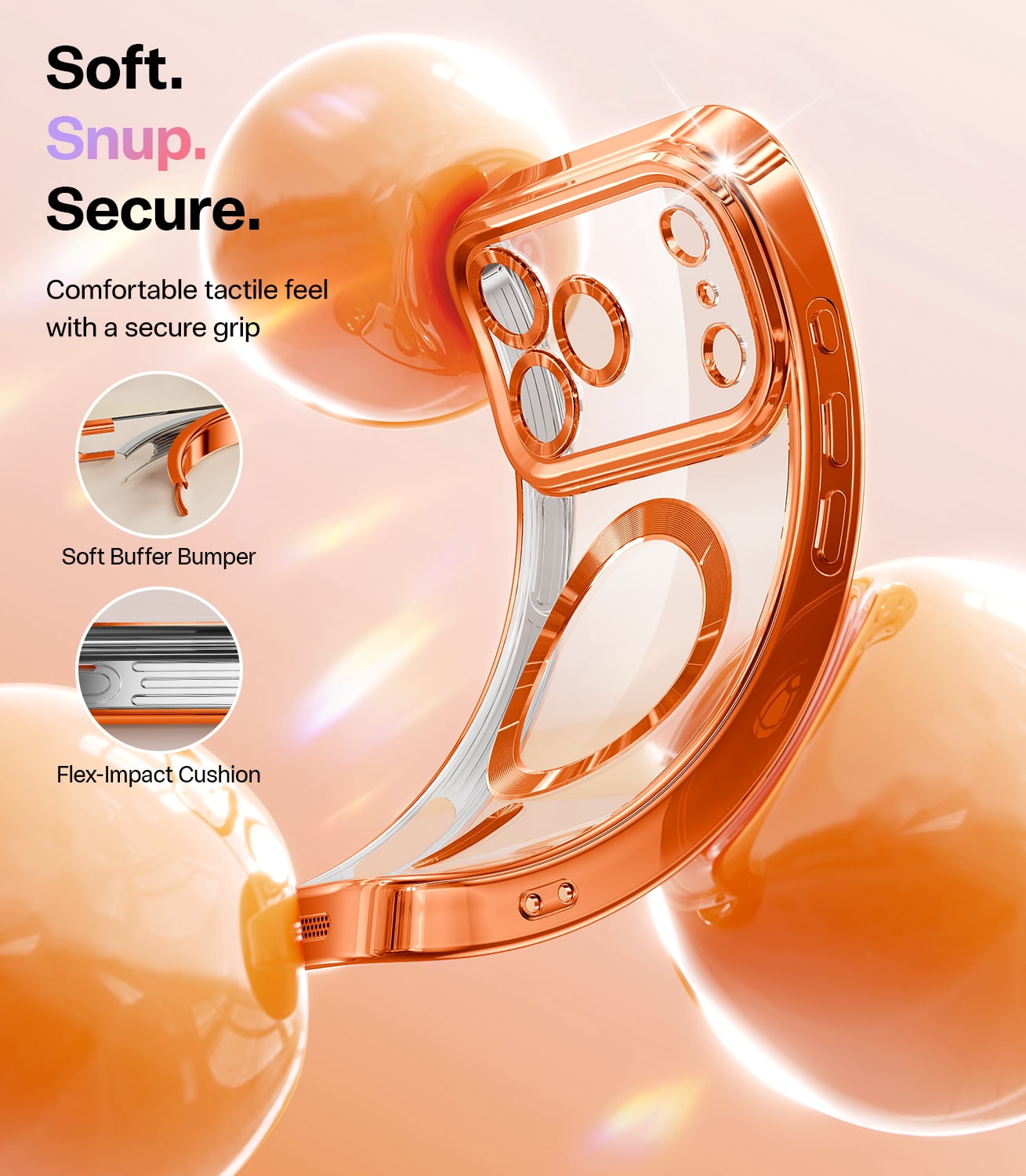 Meifigno for iPhone 17 Pro Max Case 6.9", [Glitter Card & Wrist Strap] [Compatible with MagSafe] [1HD+1X Privacy Screen Protectors] Surround Raised Lens Protection 17 ProMax Case, Cosmic Orange