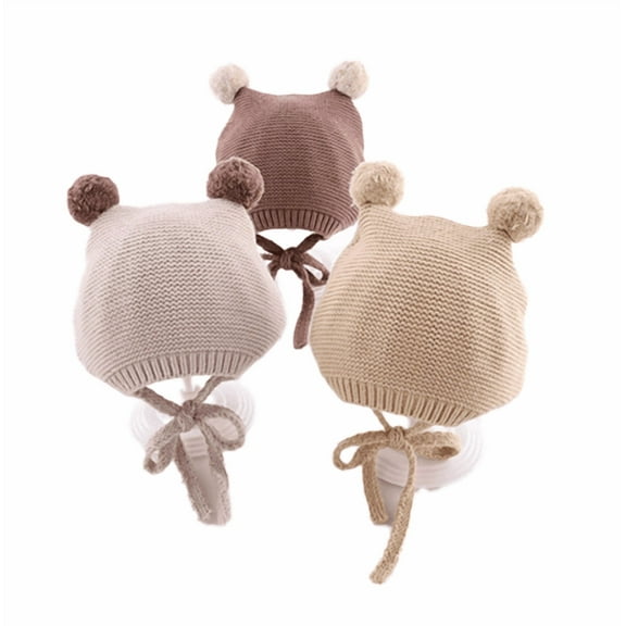 Yoyauz Baby Knit Winter Cap Baby Newborn Toddler Autumn Cute Earmuff Cotton Lined Beanie Suitable for Boys and Girls