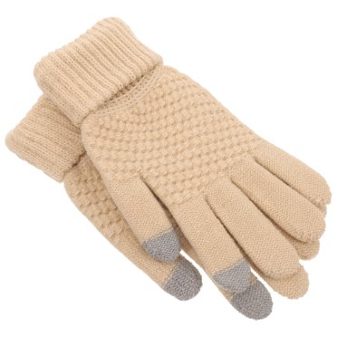 Supvox Mittens for Women Cold Weather Warm Beige Acrylic Fiber 1 Pair