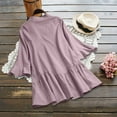 thumbnail image 4 of BSDJILFG Cotton Linen Tops Women Plus Size Short Sleeve Shirts Loose V Neck Tunics Womens Blouses L-8XL, 4 of 4