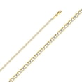 thumbnail image 2 of Wellingsale 14k Yellow Gold Polished Solid 3mm Flat Mariner White Pave Diamond Cut Chain Necklace - 20", 2 of 6