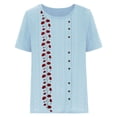 thumbnail image 4 of Blusas de Manga Corta para las Mujeres Impreso Cómodo Suelto Botón Corte Cerradura Casual Cuello Redondo Superior, 4 of 4