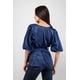 thumbnail image 5 of Blusa satin azul manga bomba AMAD Casual para mujer Talla S, 5 of 5