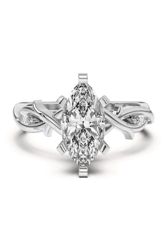 2.2 Ct Marquise cut Engagement Solitaire With Accent Rings - Silver Diamond Beautiful Special Occasion Ring - Infinity, Twisted, Criss Cross Diamond Ring - Casual Daily Wear Ring