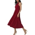 thumbnail image 4 of INSPIRE CHIC Women's Halter Neck Dresses Sleeveless Formal Cocktail Midi Dress L Wine Red, 4 of 6
