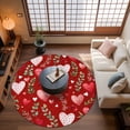 thumbnail image 2 of Valentine's Day Washable Area Rug&nbsp;4 ft Vintage Red Pink Dots Love Heart Roses Floral Leaf Red Soft Round&nbsp;Rugs for Living Room, Non Slip Carpet for Bedroom&nbsp;Entryway Dining Room, 2 of 9