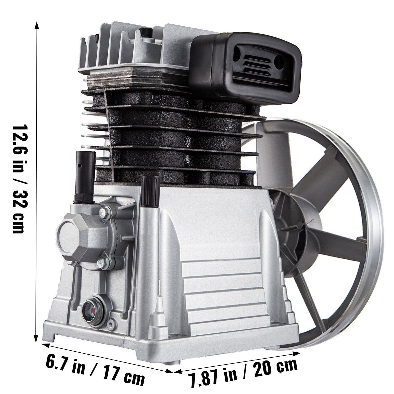 High-Speed 3HP Air Compressor Pump, 11CFM Twin Cylinder Piston Pump - 1300RPM Industrial Motor, Splash Lubricated