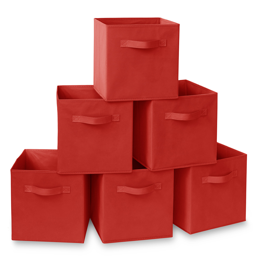 6 Collapsible Foldable Cloth Fabric Cubby Cube Storage Bins Baskets for Shelves