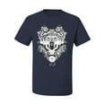 thumbnail image 2 of Drawn Tribal Wolf Animal Lover Men's Graphic T-Shirt, Navy, 4XL, 2 of 3