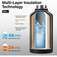 thumbnail image 2 of 2L Insulated Water Bottle 64 oz - Multiple Insulation Vacuum Sealed - Portable Sports Half Gallon Metal Water Jug for Outdoor Adventure, Gym, and Daily Use - Leak Proof & Non-BPA 2 Liter, 2 of 5