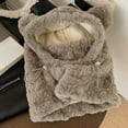 thumbnail image 4 of 3 In 1 Beanie Hat With Scarf And Mask Cold Warm Fleece Beanies Women Ear Muff Face Masks Funny With Ear Neck Scarf Grey, 4 of 6