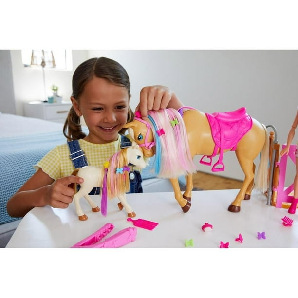 Juguetes Barbie Sisters Pets Barbie con Caballo Peinados