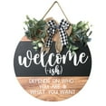 thumbnail image 2 of 12 inWooden Welcome Doorplate WELCOME Bow Simulation Flower Door Hanging Thanksgiving Halloween Welcome Decoration, 2 of 9