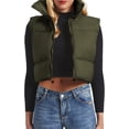 thumbnail image 2 of Women's Winter Cropped Puffer Vest Crop Jackets For Women Full Zip Stand Collar Padded Lightweight Outwear Vest, 2 of 11