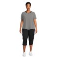 Feathers Women's Plus Size Yummy Fleeceback Cargo Capri Pants