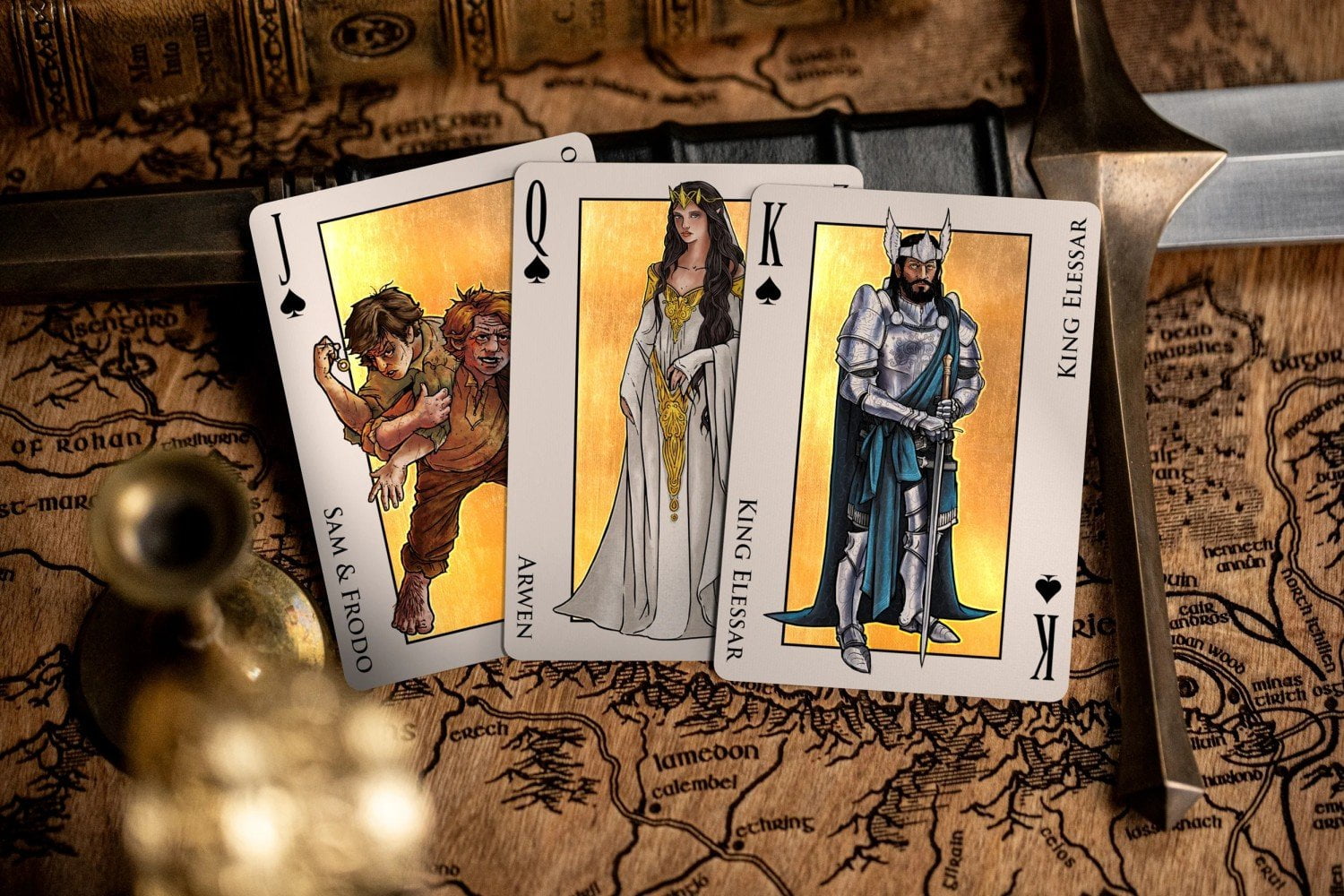 Kings Wild Project The Lord of the Rings Triple Set - Three Deck Luxury Playing Cards Premium Collectible Box Set Inspired by J.R.R. Tolkiens Middle Earth