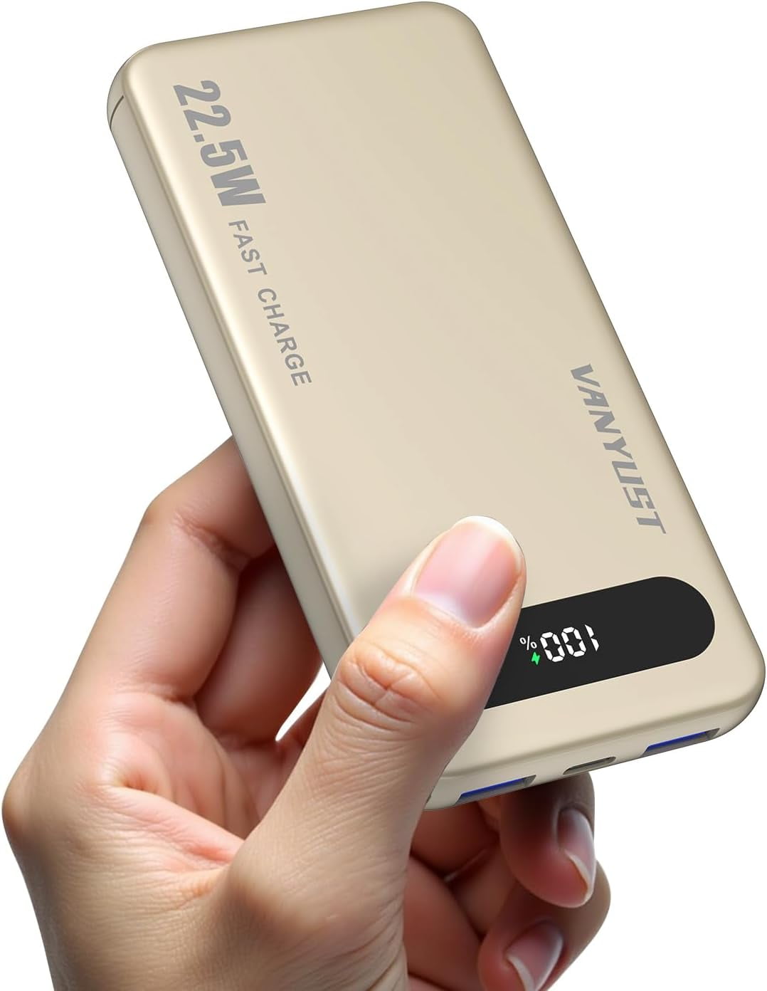 RGHJAR-Portable Charger, 22.5W 10000mAh USB-C in & Out Power Bank Fast Charging, PD 3.0+QC 4.0 LED Display Phone Battery Pack Compatible with iPhone 16 15 14 13 Pro Samsung S23 Google iPad Tablet etc