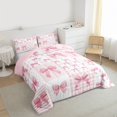 thumbnail image 3 of Feelyou Bowknot Child Full Size Comforter Sets, Pink Square Buffalo Bedding Sets, 3pcs, 3 of 8