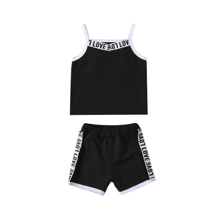 

SUNSIOM Summer Girl Letter Print U-Neck Camisole Tank Top+High Waist Shorts