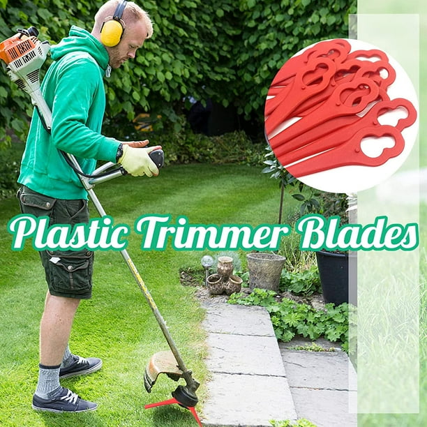 100 Pack Plastic Grass Trimmer Blades Cordless Brush Cutter Blades 83mm Lawn Mower Cutter Blades Replacement Blades for Einhell Lawn Mower Red