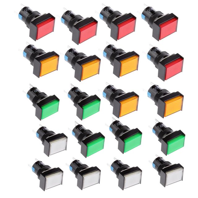 20pcs DC 12V Pulsador Momentáneo Auto Reset de Bloqueo Cuadrado LED Componentes Electrónicos de para Arranque Electromagnética Relés Macarena interruptor de botón