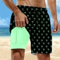 thumbnail image 2 of Men's Swim Trunks 5 Inch Inseam Quick Dry Elastic Waist Drawstring Stretch Swimsuit Men Tie-Dye Slim Fit Compression Liner Swimwear,Green,XXL, 2 of 4