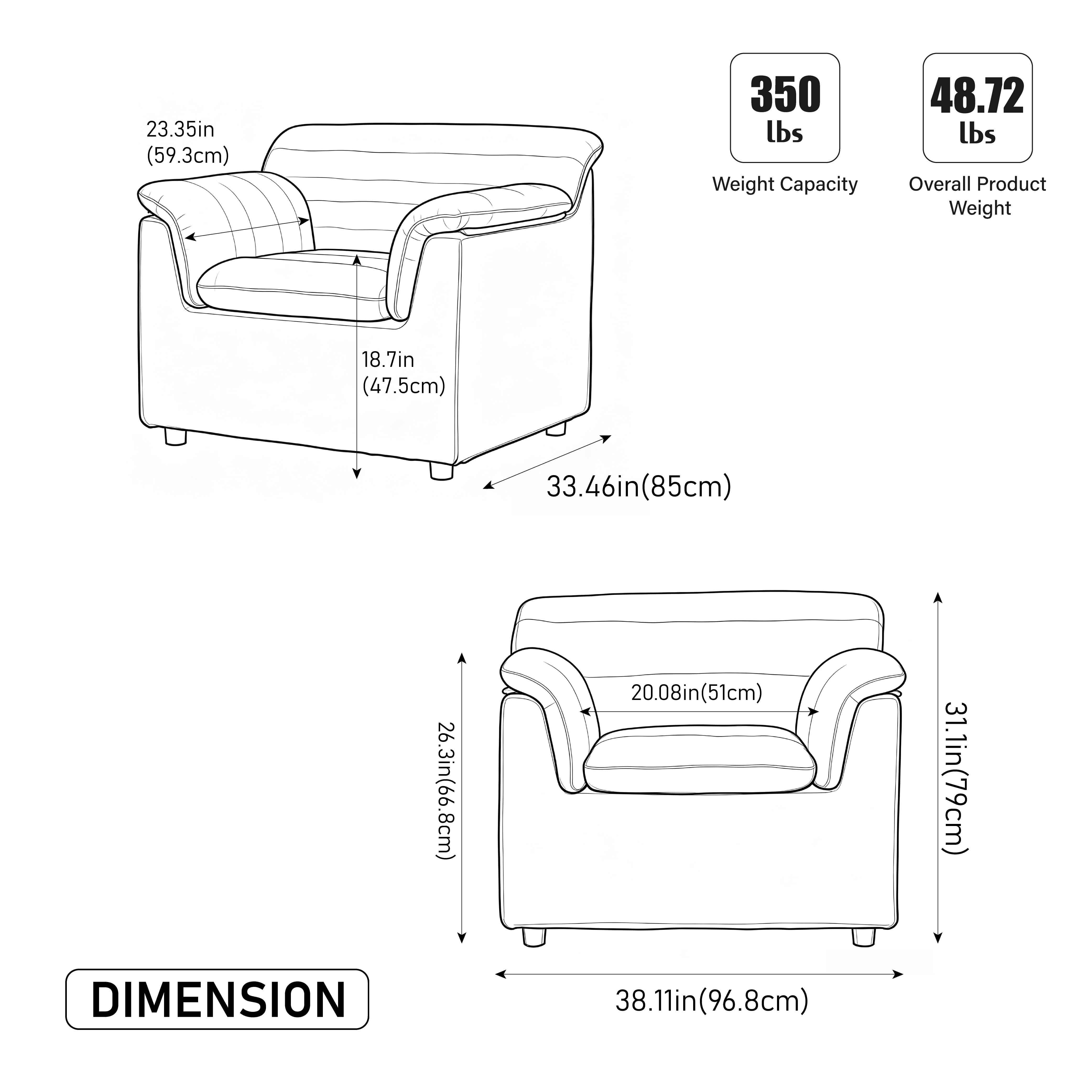 HOQBN 38" Oversized Accent Chair,Chenille Upholstered Living Room Chairs,Modern Arm Chair for Living Room, Bedroom,Beige