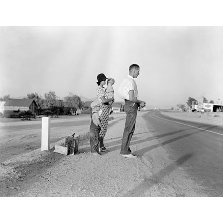 Migrant Family 1936 Na Migrant Family From Oklahoma Standing Along The Highway Between Blythe And Indio In California After Their Car Had Broken Down Photograph By Dorothea Lange 1936 Rolled Canvas (Best California Compliant Ar 15)
