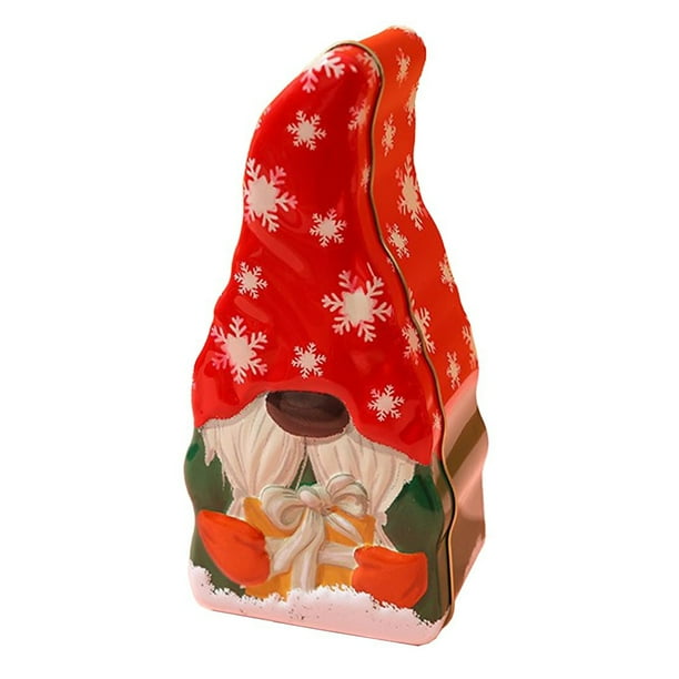 Lata navideña. Tarro metálico para galletas con tapa. Tarjeta de felicitación navideña. Lata para guardar caramelos. Se puede regalar en fiestas navideñas.