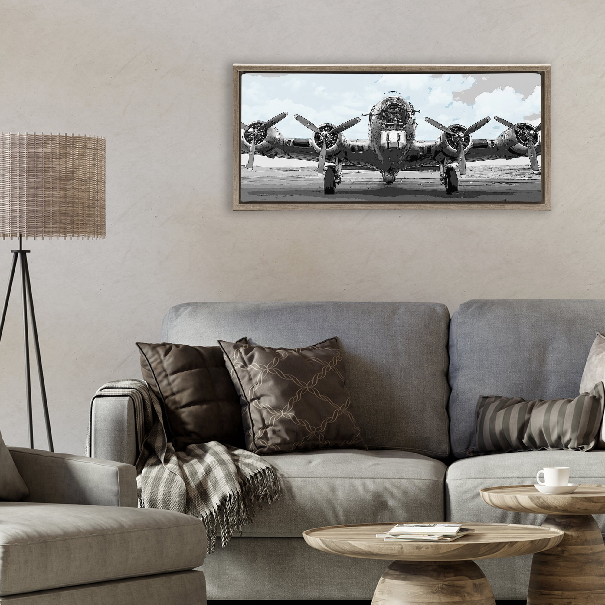 Stupell Industries Historic Aviation Aircraft Brown Framed Floater Canvas Wall Art, design by Kim Allen