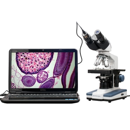 AmScope 40X-2500X LED Digital Binocular Compound Microscope with 3D Stage + USB Camera