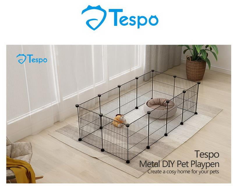 Small Animal Cage Indoor Portable Metal Wire Yard Fence Tespo Pet Playpen 
