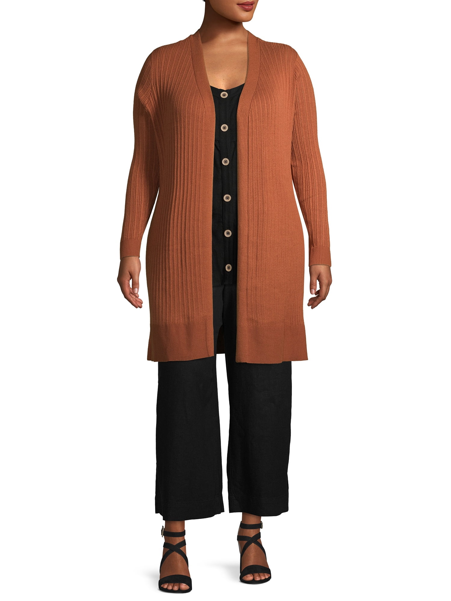 Terra /& Sky Womens Plus Size Winter Knit Hooded Cardigan
