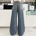 thumbnail image 5 of GiLiling Teen Girls Elastic Waist Baggy Jeans High Waist Wide Leg Cargo Denim Pants Y2k Vintage Aesthetic Style (Blue, 11-12 Years) (Blue, 9-10 Years), 5 of 8