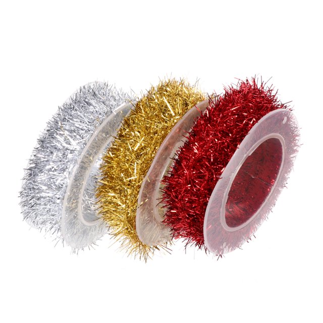 FONDOTIN 3Pcs Thin Metallic Tinsel Garland Soft Lightweight Christmas Tree Decor