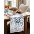 thumbnail image 3 of Marine Life Octopus Seahorse Table Runner 13x70in Non-Slip Cotton Linen Table Runners, Watercolor Corals Fish Dresser Scarves TableRunner for Dinner Kitchen Dining Wedding Party, 3 of 9