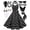 BlackDots-B, variant on Women's Dress 1950s Polka Dress Set Audrey Vintage-Inspired Cocktail Halter Swing Dress with Accessories 10PCS