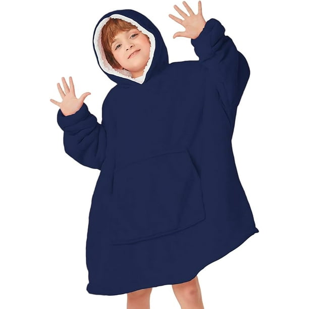 Sudadera Cobija Bluelander para Niño o Niña, Unisex, Capucha con Borrega y Mangas, Azul